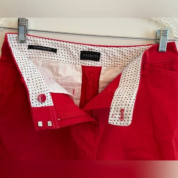 Talbots Perfect Short Vibrant Red Bermuda Shorts with Tailored Design - Picture 3 of 5